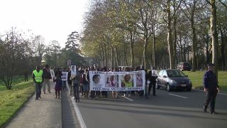 Nov 19 2011 BRUSSELS HUNDREDS MARCH TO DENOUNCE THE ONGOING POLITICAL TRIAL AGAINST MADAME VICTOIRE INGABIRE IN RWANDA